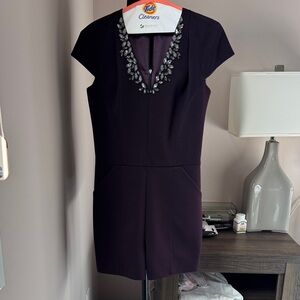 Ted Baker London Dark plum Romper with Embellished Neckline